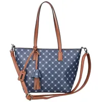 Rieker Damen Shopper unterschiedliche Fächeraufteilung Allover Logo Print H1305, Farbe:Blau - Blau