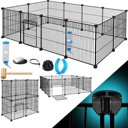 KESSER® Freigehege Gittergehege für Kaninchen aus Metallgitter XXL inkl. Tür & Trinkflasche Kleintiergehege Meerschweinchen Gehege Freilauf, Kleintierkäfig Laufgitter Hasenstall für Innen - draußen
