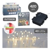 Cepewa LED Micro Lichterkette - silber - mit 40 LED's warmweiß biegsam Timer - OUTDOOR