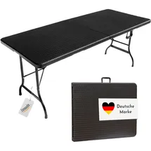 Lemodo Klapptisch, Rattan-Optik, 180 cm, schwarz, Bierzelttisch