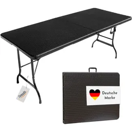 Lemodo Klapptisch, Rattan-Optik, 180 cm, schwarz, Bierzelttisch