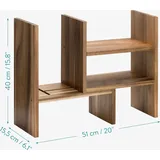 Navaris Akazien Schreibtisch Organizer 64x15,5x40 - Tisch Regal Ordnungssystem verstellbar - Eckregal für Küche Büro Bad Regalaufsatz - Natur