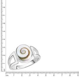 VIVANCE Fingerring VIVANCE "925/- Sterling Silber rhodiniert weiße Muschel" Gr. 56, weiß, Fingerringe, Damen, 056 (17,8), Silber 925 (Sterlingsilber), Fingerring