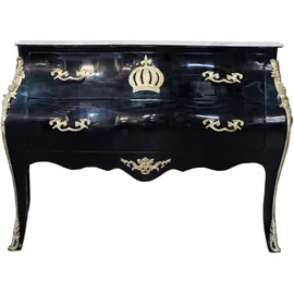 Casa Padrino Pompöös by Casa Padrino Barock Kommode mit 2 Schubladen und Marmorplatte Schwarz / Gold / Weiß - Pompööse Barock Kommode designed by Harald Glööckler