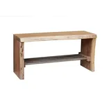 Massivmoebel24 Schuhbank Akazie 81 x 30 x 40 cm beige / beige lackiert