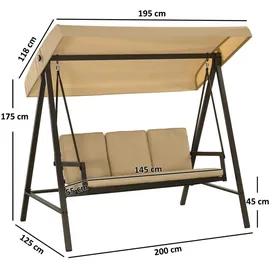 Outsunny Hollywoodschaukel Beige 3-Sitzer