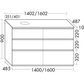 Burgbad Lin20 Waschtischunterschrank 160,2 x 48,7 x 90 cm Silber