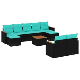 vidaXL Gartensofa-Set 10-tlg. schwarz