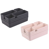 ENGELLAND - Schubladen-Organizer Set, 16-teilig, Farbmix: Anthrazit/Rosa, frei verstellbar,