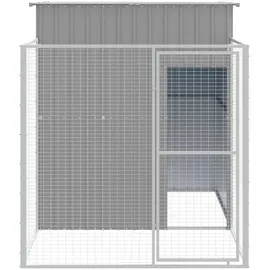 vidaXL Hundehütte mit Auslauf Hellgrau 165x251x181 cm Verzinkter Stahl