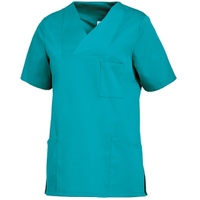 Leiber Damenkasack, kurzarm, leicht tailliert, petrol, Kasack ideal für die Pflege und Medizin, Größe: XS