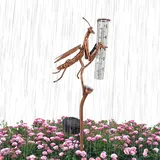 Wettermesser, wasserdicht, 2-in-1-Regenmesser, LED-, multifunktionaler dekorativer Regenmesser, Mantis-Form, Regenmessgerät für Garten