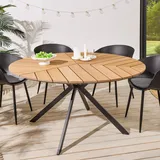 Gartentisch DESIGNO - 120cm - natur - rund - WPC Holz-Design - Metall - Esstisch