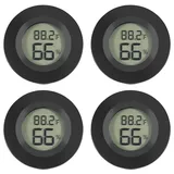 ALMOCN 4X Mini LCD Digital Thermometer Temperatur Luftfeuchtigkeit Tester Hygrometer für Kühlschrank Aquarium -50°C~+70°C (Schwarz)