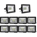 10pcs 30W SMD LED Strahler Fluter,Greenmigo IP65 Flutlicht Leuchtmittel Baustrahler Scheinwerfer Warmweiß Wandstrahler Außenstahler Leuchtmittel ...