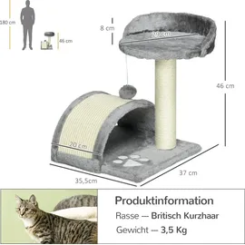PawHut Kleiner Katzenturm Kratzbaum 46 cm grau