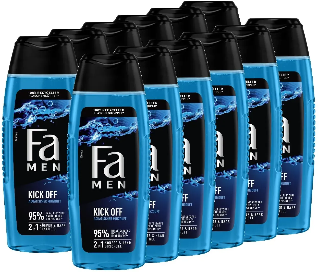 FA Men 2in1 Duschgel Kick Off, 12er Pack (12 x 250 ml) 2in1 Formel für Haare & Körper, aktiviere deine Sinne mit dem intensiven, maskulinfrischen Duft von Eukalyptus und aquatischer Minze