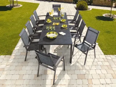 Sieger Calvi Gartenmöbel-Set, Aluminium eisengrau 12-teilig