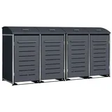 DEGAMO Mülltonnenbox KIEL, Stahl grau + Edelstahl, für 4 Tonnen 120 oder 240 Liter grau