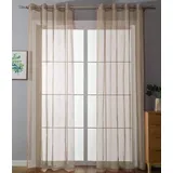 Gardinenbox 2er Set Ösenvorhänge Transparent »Uni« Gardine HxB 175x140 cm Sand Stores Vorhang Ösen Bleibandabschluß Wohnzimmer, 20332-cn2