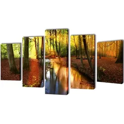 vidaXL Bilder Dekoration Set Wald 100 x 50 cm