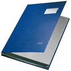 Unterschriftsmappe 57010035 DIN A4 10 Fächer Graupappe blau - blau