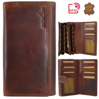 RFID Portemonnaie Geldbörse Geldbeutel Leder Damen in Braun