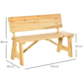 Outsunny Gartenbank 116 x 56 x 80 cm Beige