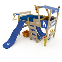 Wickey Kinderbett Hochbett CrAzY Smoky mit Rutsche Hausbett 90 x 200 cm, Etagenbett - blau - Blau