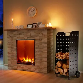 Tectake Kaminholzregal Stahl 45 x 55 x 104 cm Schwarz