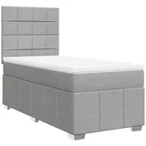 vidaXL Boxspringbett mit Matratze Hellgrau 100x200 cm Stoff