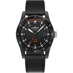 Fortis Flieger F-39 Automatic limited Edition Mission Black auf Hybrid Strap" F4220028" - Mattschwarz,schwarz - 39mm