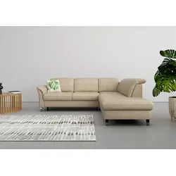 Ecksofa SIT & MORE "Maggiore L-Form", beige, B:261cm T:224cm, 100% Polyester, Sofas, wahlweise mit Kopfteilverstellung, Bettfunktion und Stauraum