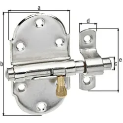 GAH Alberts Feder-Grendelriegel mit befestigter Schlaufe B45xL85mm silber, vernickelt