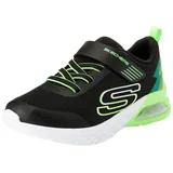 Skechers Boys Sneaker, Black Textile/Synthetic/Lime Trim, 32 EU