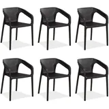 Homestyle4u Gartenstuhl Kunststoff schwarz 6er Set
