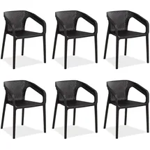 Homestyle4u Gartenstuhl Kunststoff schwarz 6er Set