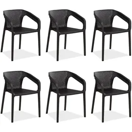 Homestyle4u Gartenstuhl Kunststoff schwarz 6er Set