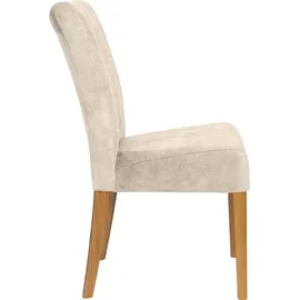 Home Affaire 4-Fußstuhl HOME AFFAIRE, beige (natur geölt, almond milk 5504, natur), B:46cm H:93cm T:64cm, Massivholz, Polyester, Stühle, vertikale Nähte in der Rückenlehne