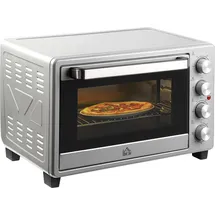 Homcom Minibackofen 32l 1600 W silber inkl. Backblech + Grillrost + Krümelblech