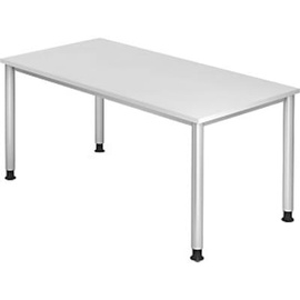 Hammerbacher Schreibtisch weiß rechteckig, 4-Fuß-Gestell silber 160,0 x 80,0 cm
