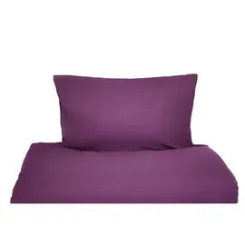 COFI 1453 - Einfarbige Bettwäschen-Sets für Einzel- und Doppelbetten, 100% Baumwolle Lila 135x200 cm