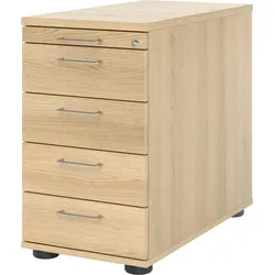 Hammerbacher Standcontainer 80cm 4 Schub Schloss Bügelgriff Eiche