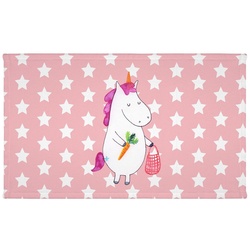 Mr. & Mrs. Panda Handtuch Einhorn Gemüse – Rot Pastell – Geschenk, Frottier, Einhorn Deko, Gäst, (1-St) rot 50 cm x 30 cm