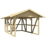 SKANHOLZ Skan Holz Carport Schwarzwald m. Dachschalung u. Rückwand 424 x 600 cm Natur