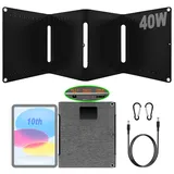 40W Solarpanel Faltbar,Mini Tragbares Solarpanel mit DC & USB-C/USB-A mit robuster Beschichtung & IPX5 in Buchgröße für iPhone, iPad, Powerbank, Camping, Wandern, Outdoor Reisen
