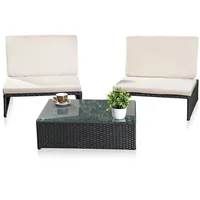 Melko Gartenlounge-Set Gartenset Lounge aus Polyrattan ver. Farben Sitzgruppe 2 Sessel Tisch, (Stück), Wasserabweisend schwarz