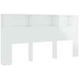 vidaXL Kopfteil mit Ablagen Hochglanz-Weiß 200x18,5x104,5 cm