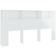 vidaXL Kopfteil mit Ablagen Hochglanz-Weiß 200x18,5x104,5 cm