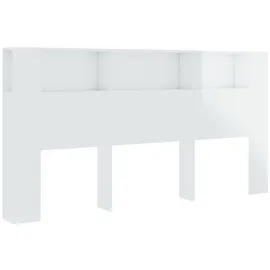 vidaXL Kopfteil mit Ablagen Hochglanz-Weiß 200x18,5x104,5 cm